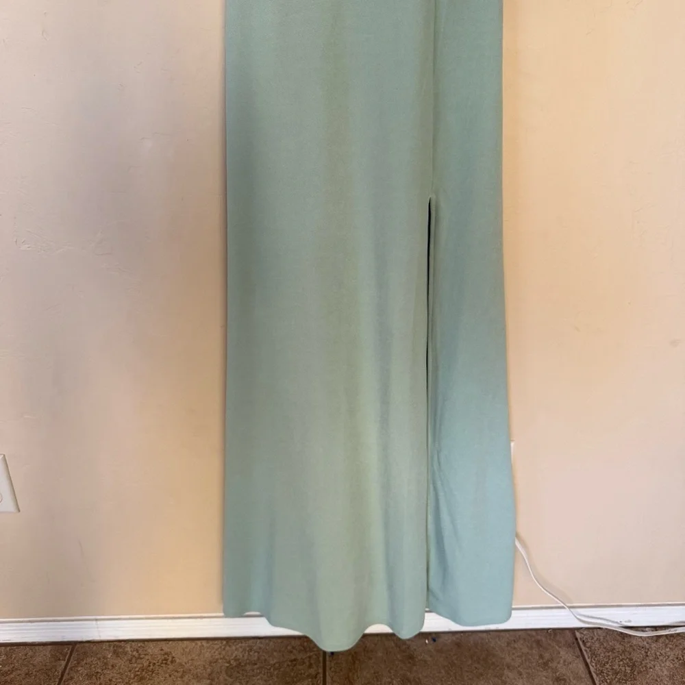 Birdy Grey Sage Green Halter Neck Maxi Dress NWT Size XS Bridesmaid Formal Slit